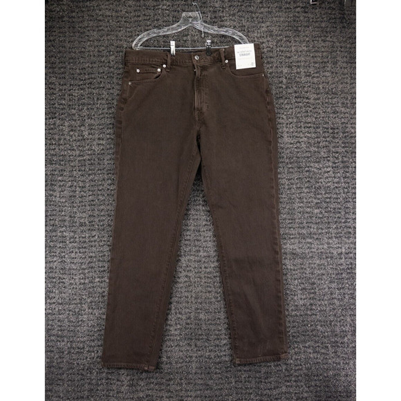 Abercrombie & Fitch Jeans Mens 36x34 Brown Vintage Stretch Straight Preppy NWT - Picture 1 of 16